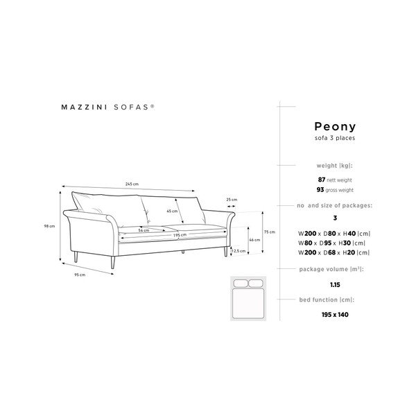 Gaiši brūns 3vietīgs dīvāns ar glabāšanas vietu Mazzini Sofas Peony-image-1