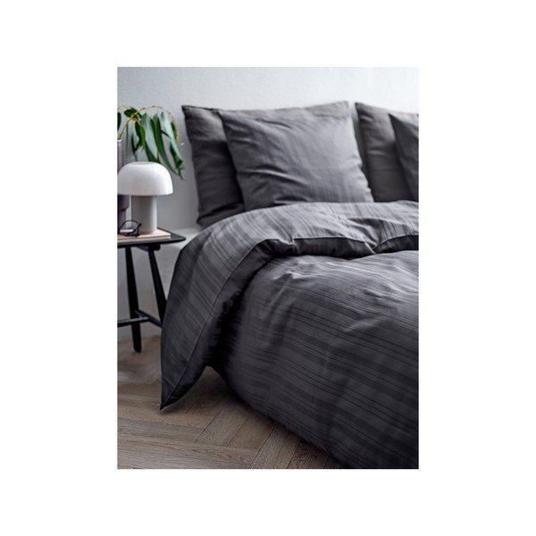 Antracīta pelēka vienguļamā damasta gultas veļa 140x200 cm Noble – Södahl-image-1