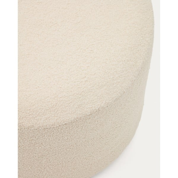 Krēmkrāsas pufs no buklē auduma Kaeli – Kave Home-image-2