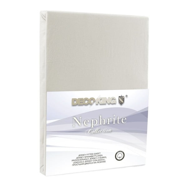 Krēmkrāsas elastīgs palags DecoKing Nephrite, 220/240 x 220 cm-image-2