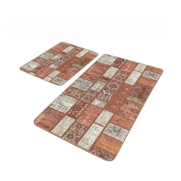 Brūni samta vannas istabas paklājiņi (2 gab.) 60x100 cm – Mila Home