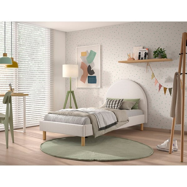 Balta polsterēta vienvietīga gulta ar redelēm 90x200 cm MOON – Vipack-image-1