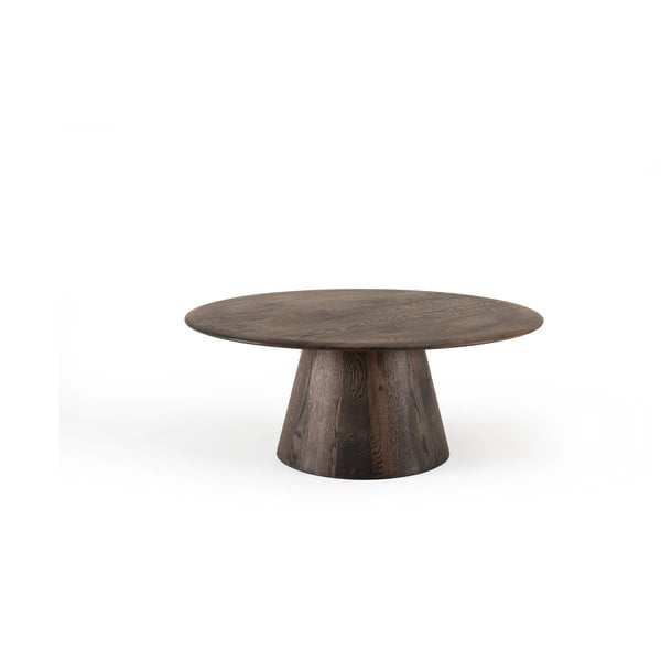 Brūns ozola masīvkoka apaļš žurnālgaldiņš ø 80 cm Mushroom – Gazzda-image-3