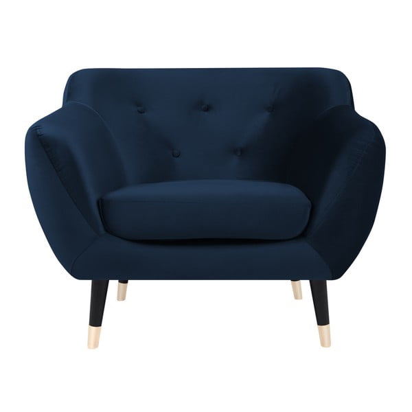 Tumši zils atpūtas krēsls ar melnām kājām Mazzini Sofas Amelie