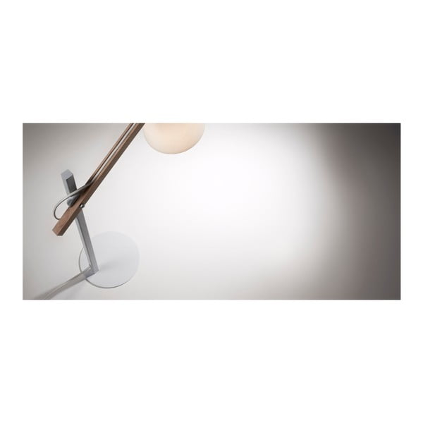 Balta akācijas masīvkoka galda lampa ar auduma abažūru (augstums 65 cm) Kosta – Kave Home-image-3