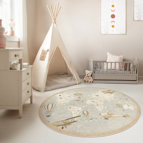 Mazgājams bērnu rotaļu paklājs ø120 cm Vintage World – Mila Home-image-4