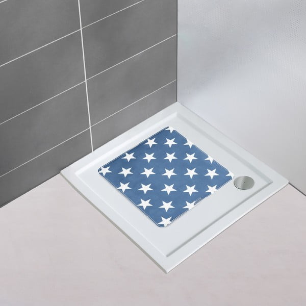 Tumši zils neslīdošs vannas istabas paklājs Wenko Stella, 54 x 54 cm
