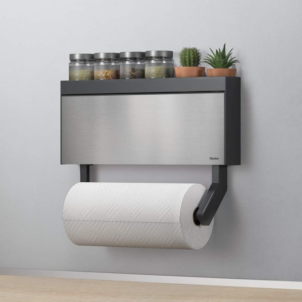 Sienas turētājs virtuves papīra dvieļiem un folijai Metaltex Tango Inox-image-1