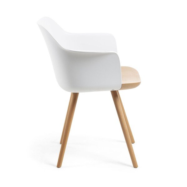 Balts krēsls ar dižskābarža koka kājām Kave Home Klam-image-2