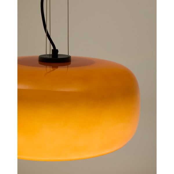 Oranža LED piekaramā lampa ar stikla abažūru ø 38 cm Reig – Kave Home-image-1