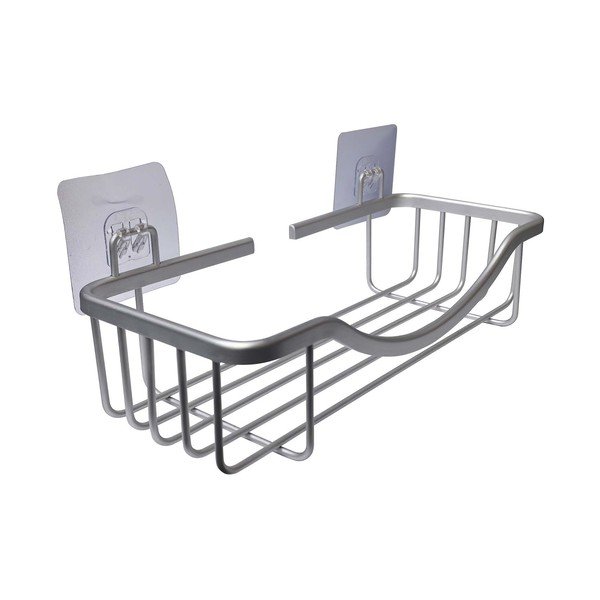 Spīdīgas sudraba krāsas alumīnija vannas istabas plaukts ar uzstādīšanu bez urbšanas Filaire Aluminium – douceur d'intérieur-image-1