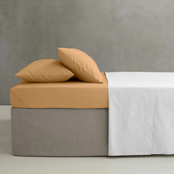 Dzeltens/oranžs palags no perkala ar gumiju 90x190 cm Easy Iron Percale – Catherine Lansfield-image-1