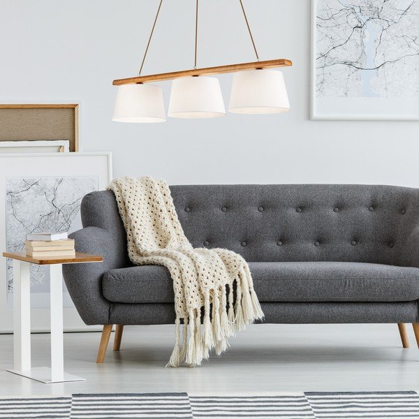 Brūna piekaramā lampa ar auduma abažūru ø 25 cm Aida – LAMKUR-image-2