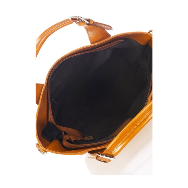 Konjaka brūna ādas rokassomiņa Massimo Castelli Valeria-image-3