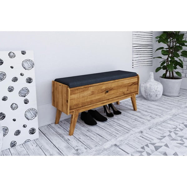 Ozolkoka glabāšanas sols ar zilu sēdekli Retro – The Beds-image-1