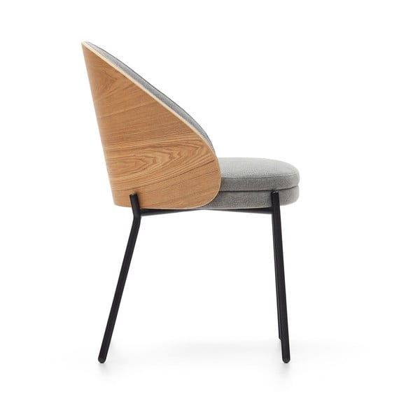 Pelēks/dabīga toņa polsterēts ēdamistabas krēsls Eamy – Kave Home-image-4