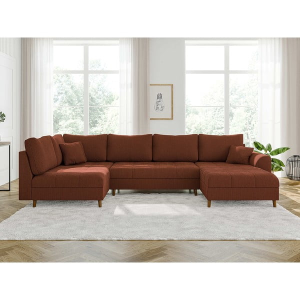 Ķieģeļu sarkans velveta stūra dīvāns (ar labo stūri) Ariella – Ropez-image-1