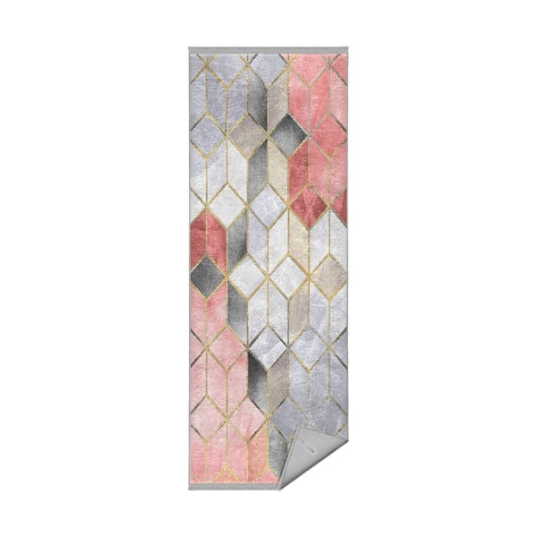 Rozā/pelēks mazgājams celiņa paklājs 80x200 cm – Mila Home