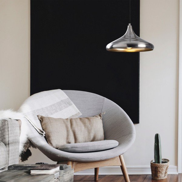 Sudraba krāsas piekaramā lampa ar metāla abažūru ø 35 cm Nile – Opviq lights-image-1