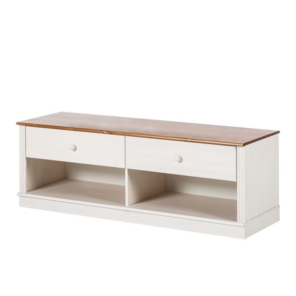 Balts priedes masīvkoka TV galdiņš 137x47 cm Anita – Støraa-image-2