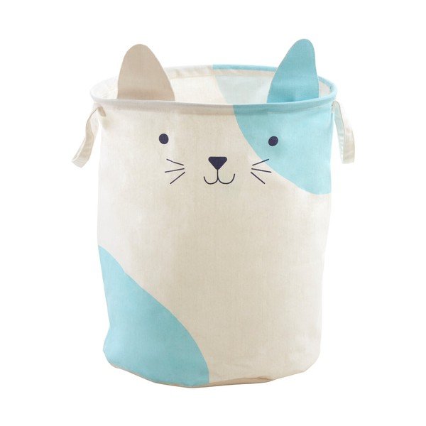 Balts tekstila bērnu rotaļlietu grozs ø 40x48 cm Mimo Cat Face – Premier Housewares