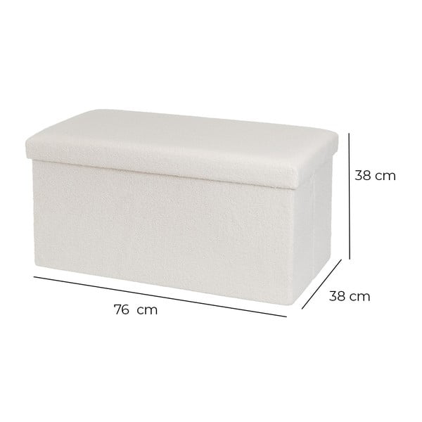 Balts pufs no buklē auduma Ecru – Casa Selección-image-3