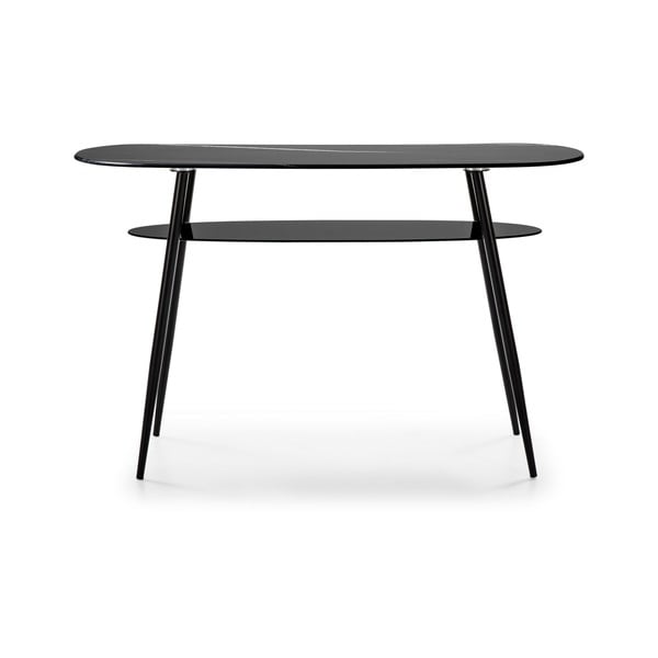 Melns konsoles galds ar stikla virsmu un marmora imitāciju Marckeric Alina-image-2