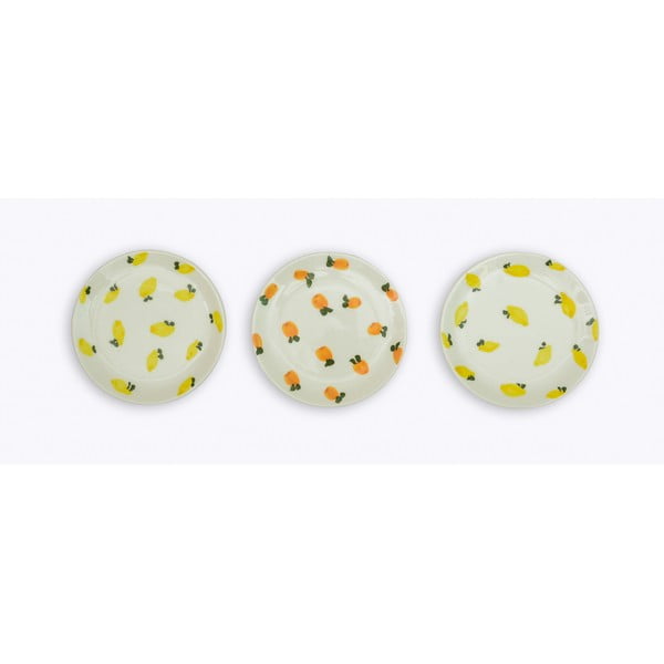3 deserta keramikas šķīvju komplekts Madre Selva Lemons and Oranges, ø 18 cm
