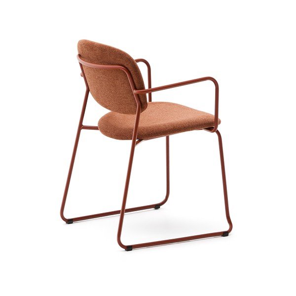 Terakotas oranžs metāla pusdienu krēsls ar roku balstiem Meli – Kave Home-image-4