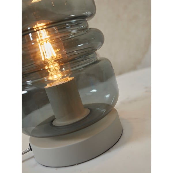 Pelēka galda lampa ar stikla abažūru (augstums 23 cm) Verona – it's about RoMi-image-3