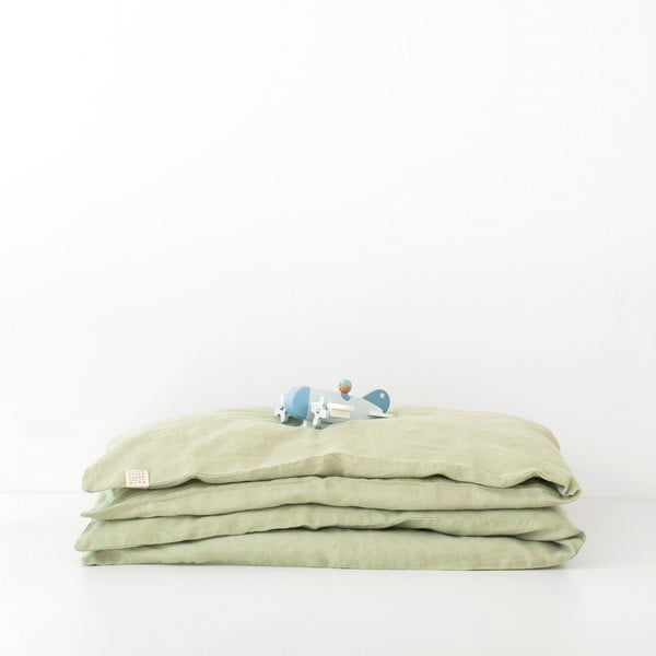 Zaļa lina gultasveļa bērniem Linen Tales Nature, 140 x 200 cm