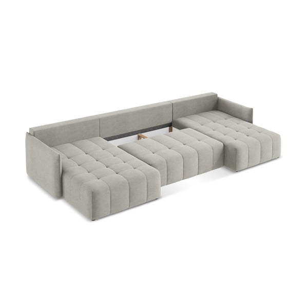 Gaiši pelēks salokāms/ar uzglabāšanas vietu (U veida) stūra dīvāns Moku – Makamii-image-3