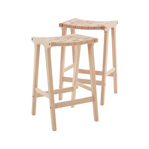 Dabīga toņa ozola masīvkoka bāra taburetes (2 gab.) (sēdekļa augstums 65 cm) Norrebro – Jotex