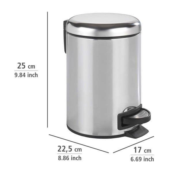 Sudraba atkritumu tvertne ar pedāli Wenko Leman, 3 l-image-3