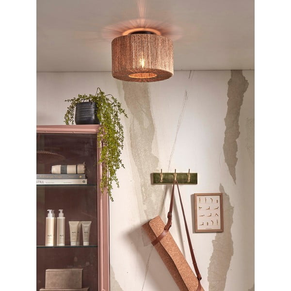 Dabīga toņa griestu lampa ar džutas abažūru ø 30 cm Iguazu – Good&Mojo-image-1