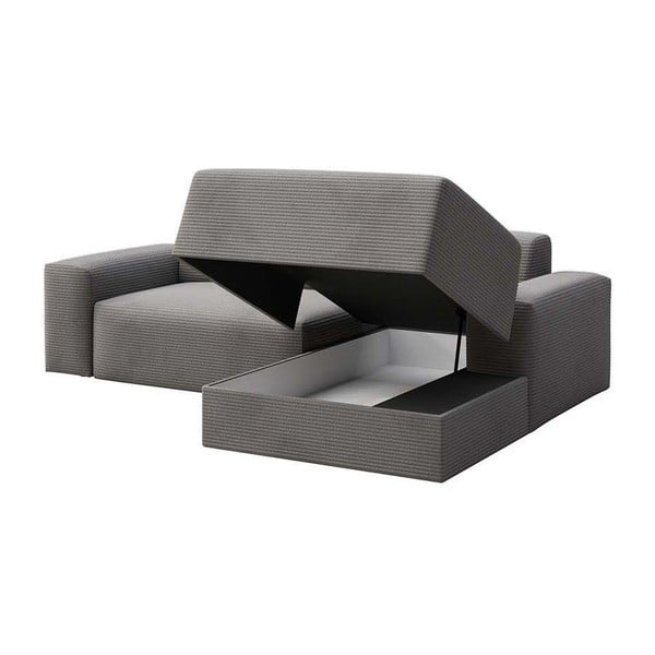 Pelēks velveta salokāms stūra dīvāns ar uzglabāšanas vietu (ar labo stūri/ar zvilni) Villet – Rodier-image-3