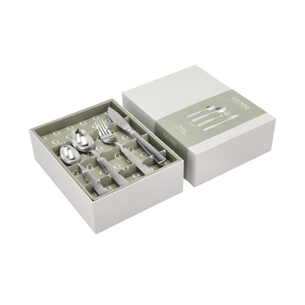 Sudraba krāsas nerūsējošā tērauda galda piederumi (16 gab.) Ranka – Gense-image-1