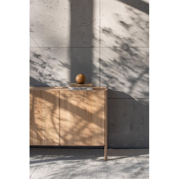 Dabīga toņa ozola masīvkoka kumode 220x85x42 cm Dvor – Gazzda-image-4