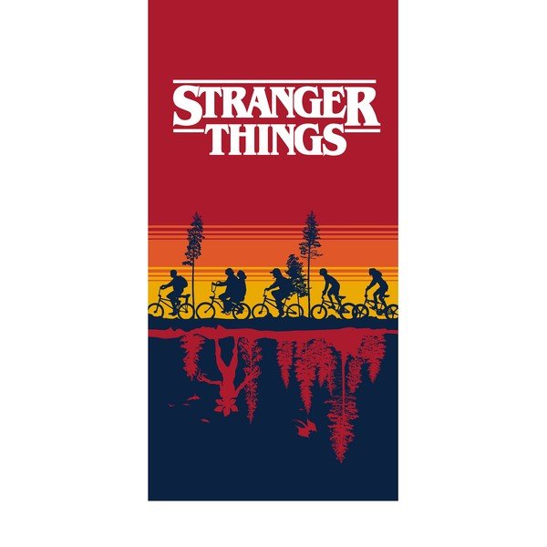 Sarkans kokvilnas bērnu dvielis 70x140 cm Stranger Things – Jerry Fabrics