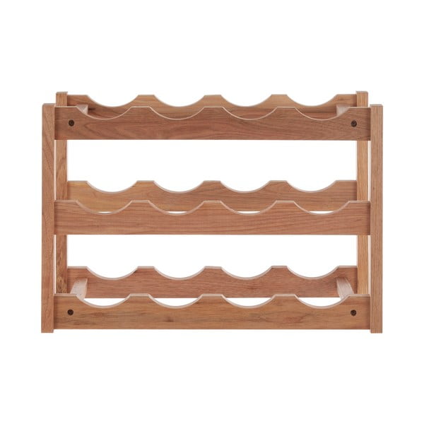 Dabīga toņa valrieksta masīvkoka vīna plaukts 12 pudelēm Arla – Premier Housewares-image-1