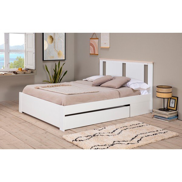 Balta atvilktne zem gultas 137 x 147 cm Enara – Marckeric-image-1