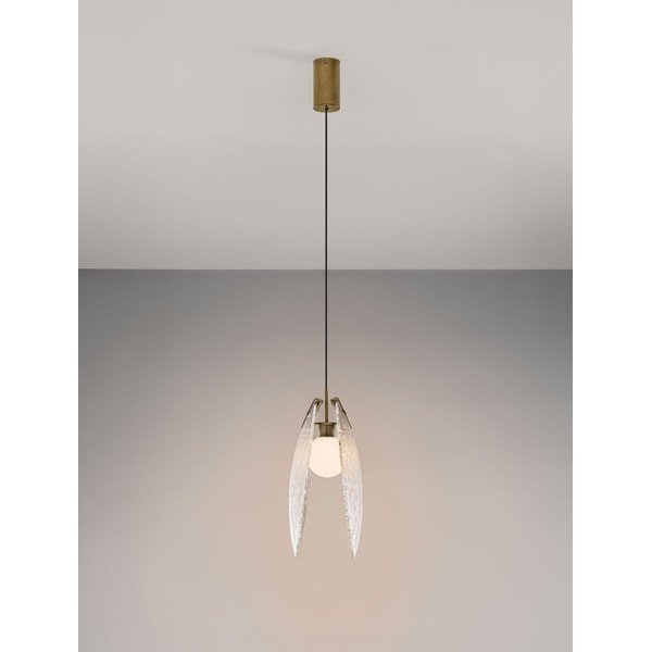 Misiņa krāsas tērauda LED piekaramā lampa ar stikla abažūru Shelina – Nova Luce-image-3