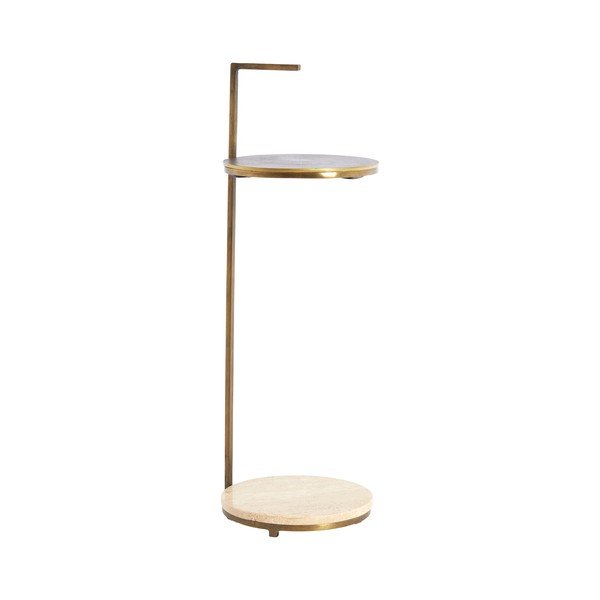 Apaļš sānu galdiņš ar akmens galda virsmu ø 26 cm Leda – Light & Living-image-2