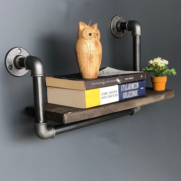 Koka sienas plaukts ar metāla cauruli Boruraf Angela-image-2