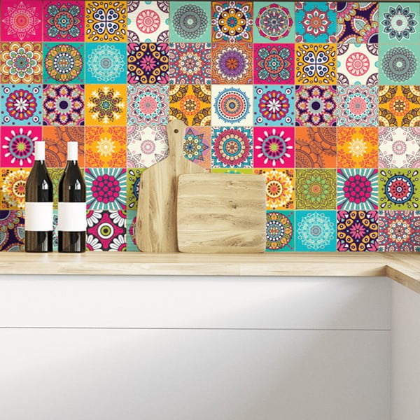 60 dekoratīvo sienas uzlīmju komplekts Ambiance Flow, 20 x 20 cm
