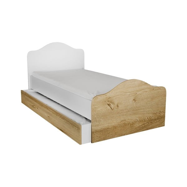 Balta/dabīga toņa vienvietīga gulta ar veļas kasti 90x190 cm Kanguru – Kalune Design