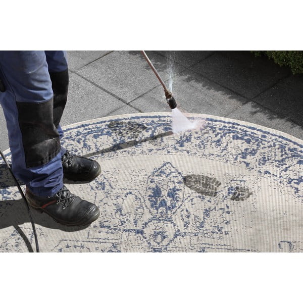 Zils un krēmkrāsas āra paklājs NORTHRUGS Borbon, ø 140 cm-image-2