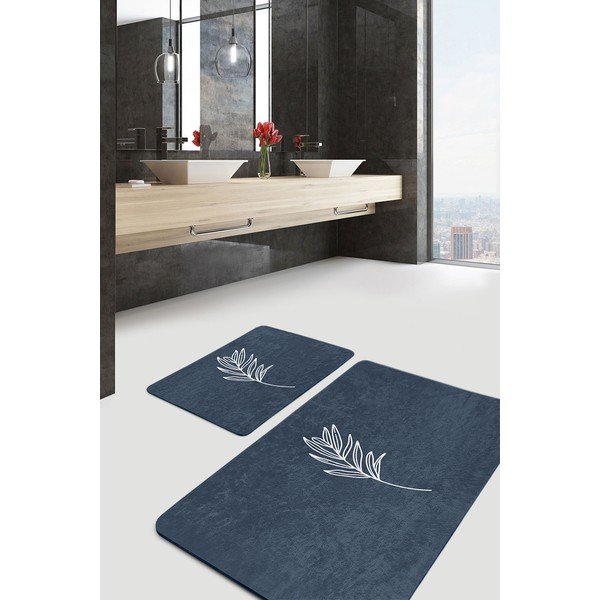 Zili vannas istabas paklājiņi (2 gab.) 60x100 cm – Mila Home-image-1