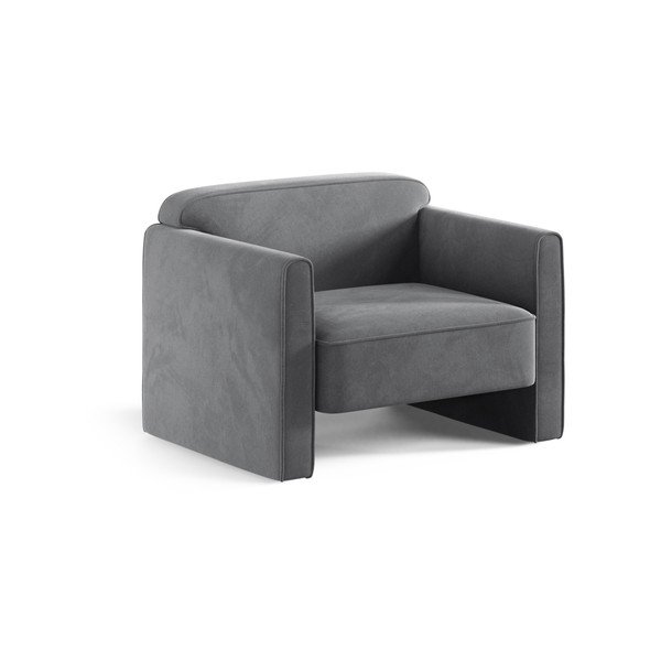 Pelēks samta atpūtas krēsls Abby – Micadoni 