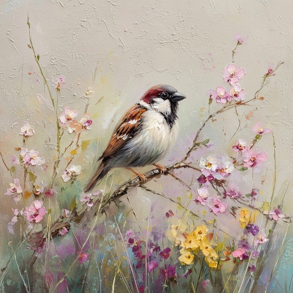 Drukāta glezna uz audekla 32x32 cm Sparrow – Styler